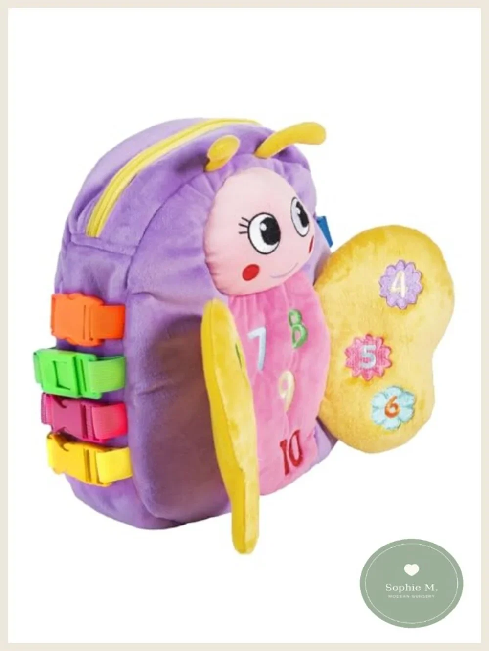 Educational Toddler Backpack Plush Activity Toy with Buckles